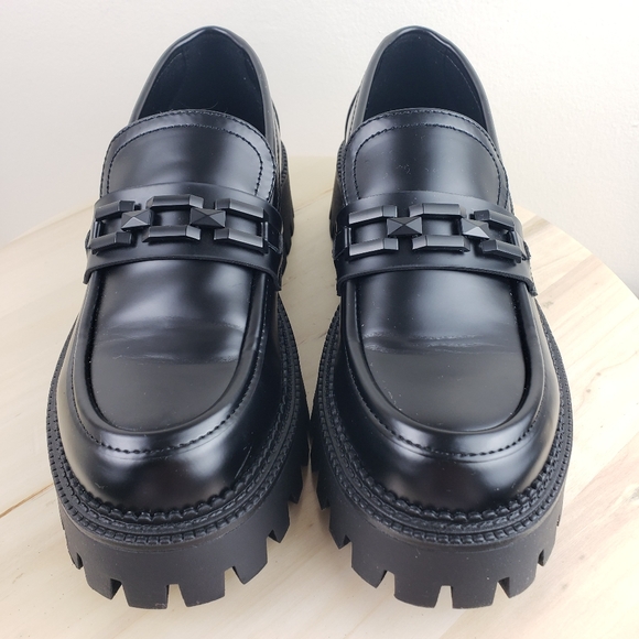 Steve Madden Aerin Platform Penny Loafer Shoes Size 8 Black Preppy Academia - Picture 3 of 12